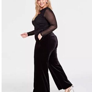 INC International Concepts Black Wide Leg Velvet Pants